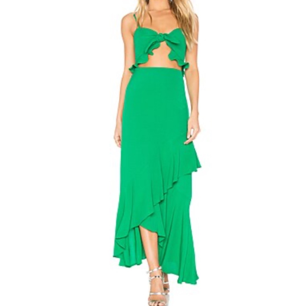 Flynn Skye Green Ruffle Maxi Dress